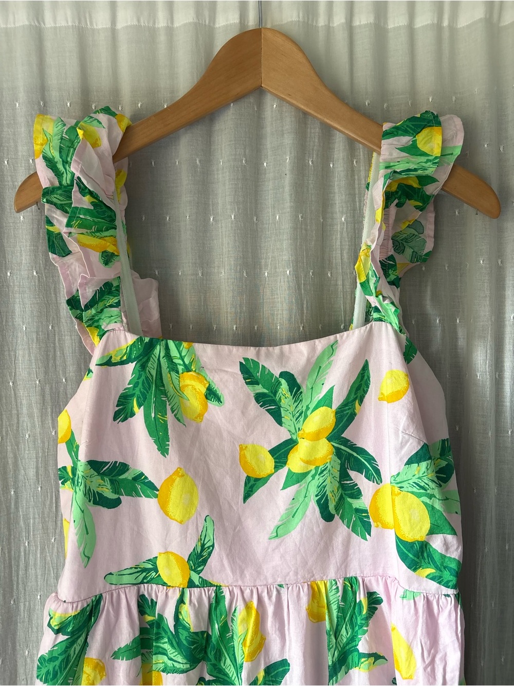J. Crew Pink Lemon-Print Sundress with Green Accents - Picture 3 of 8
